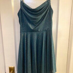 emerald green sparkle swing dress